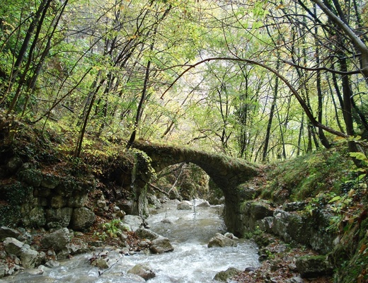 Ponte Romano tra i boschi del Monte Baldo.